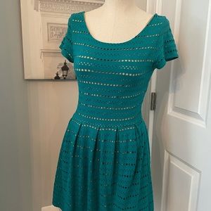 Teal skater small dress